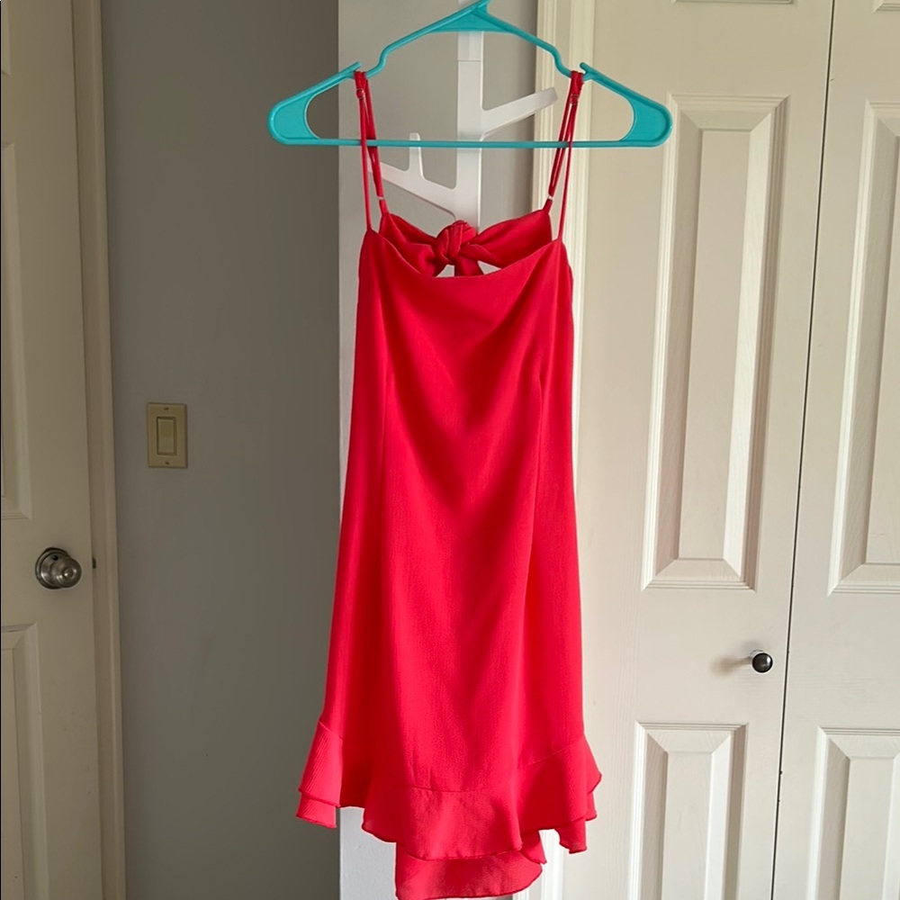 Lucy in the Sky Coral Sleeveless Dress with Ruffle Hem